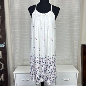 Floral White Sleeveless Dress
